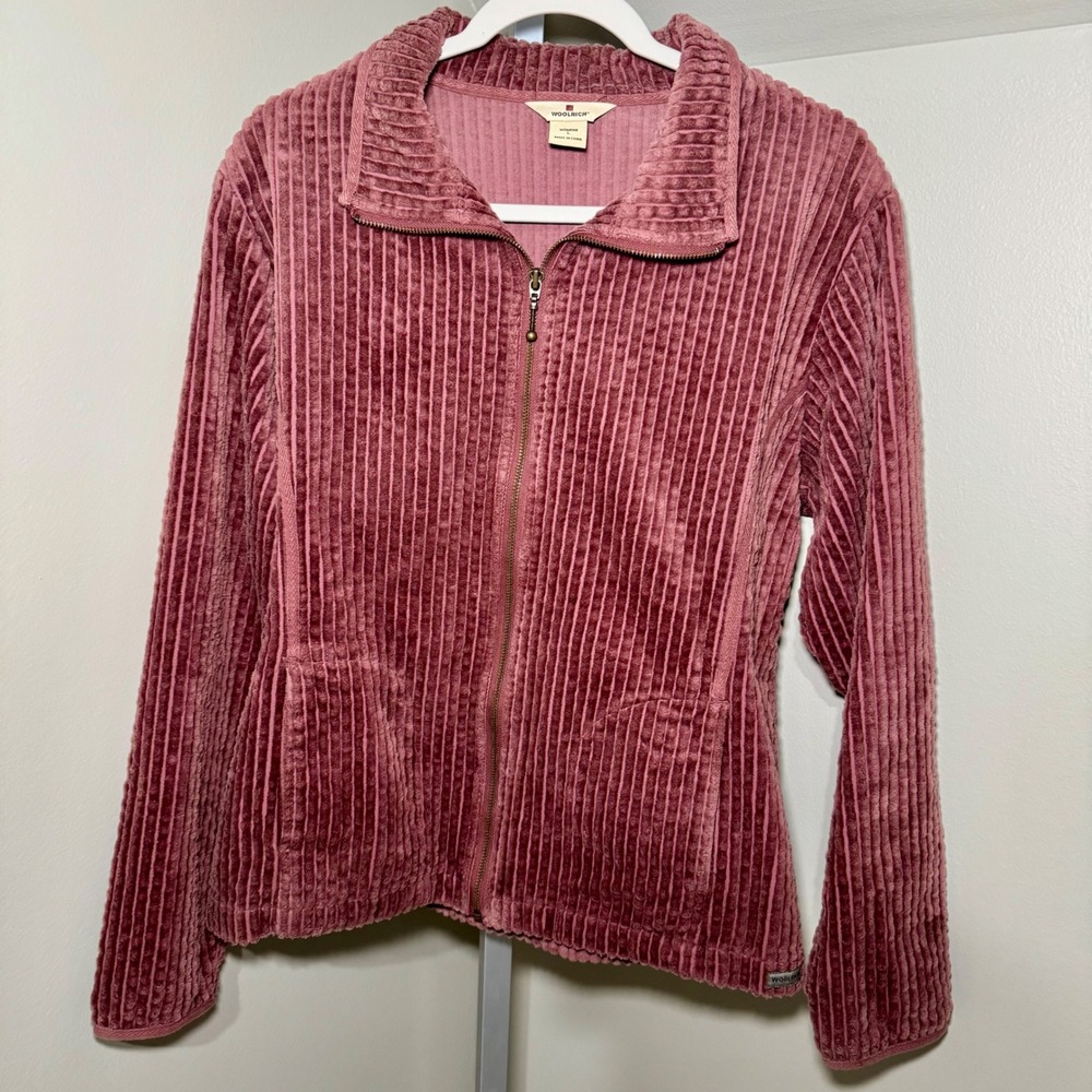 Woolrich Womens Corduroy Full Zip Jacket Burgundy Red Size Large